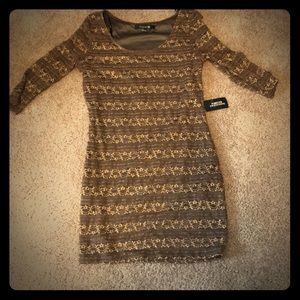 Large brown shimmery short length bodycon dress